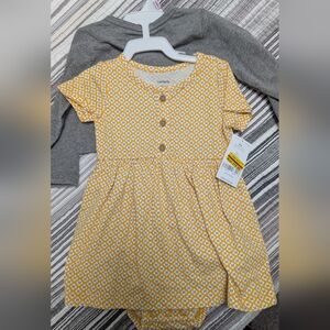 NWT Carter's Mustard Floral Kids Dress 9m